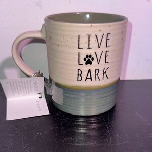 Live Love Bark Ceramic Mug - Cream and Blue